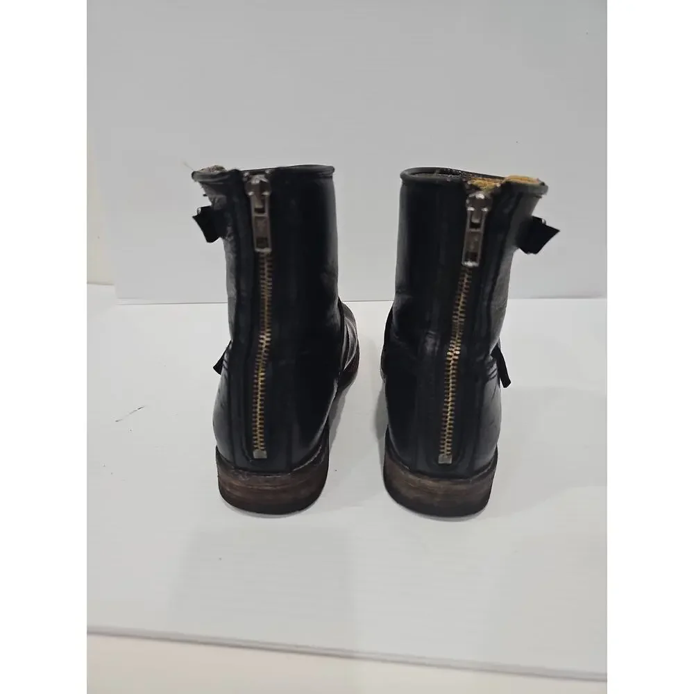 Frye Boots Sz 8 Black Leather Phillip Harness Short Biker Moto Motorcycle